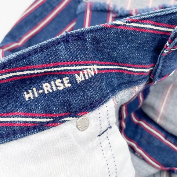 NEW American Eagle Super Stretch Hi-Rise Denim Mini Skirt Retro Stripe Size 16 - Picture 7 of 10